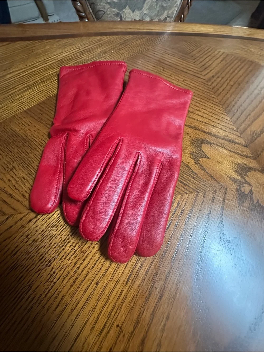 Preston & York Red Leather Women's Gloves